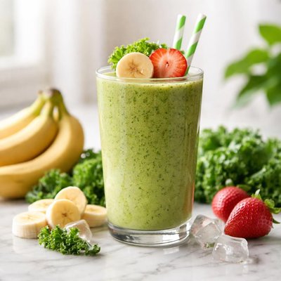 Strawberry banana and kale smoothie