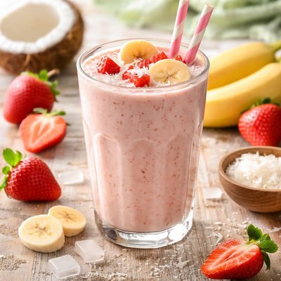 Strawberry banana coconut milk smoothie