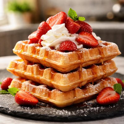 Strawberry belgian waffle