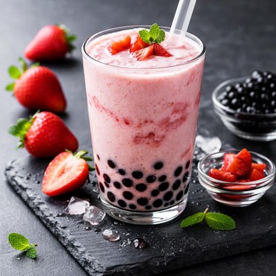 Strawberry bubble tea