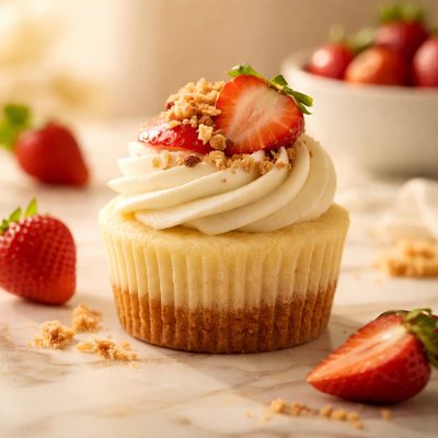 Strawberry cheesecake cupcake