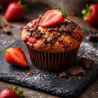 Strawberry chocolate muffin