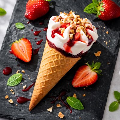 Strawberry cornetto ice cream