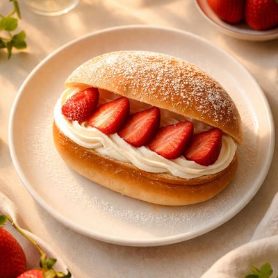Strawberry cream bun
