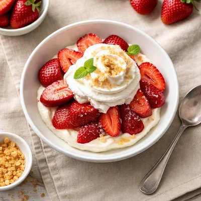 Strawberry dessert with whipped cream
