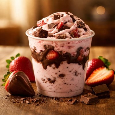 Strawberry dipped chocolate blizzard