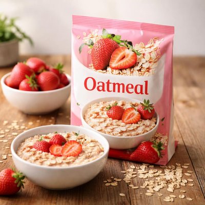 Strawberry flavor oatmeal packet
