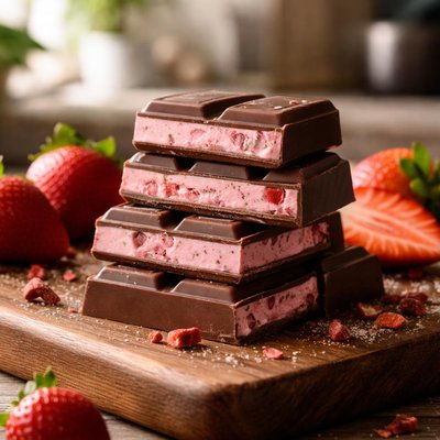 Strawberry flavored chocolate