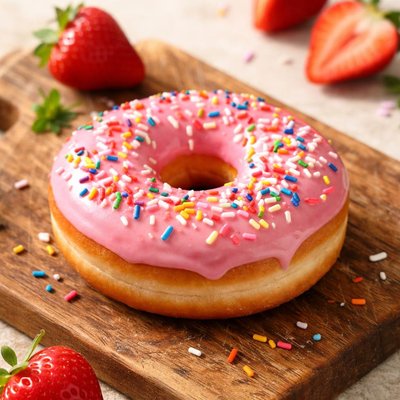 Strawberry frosted sprinkle donut