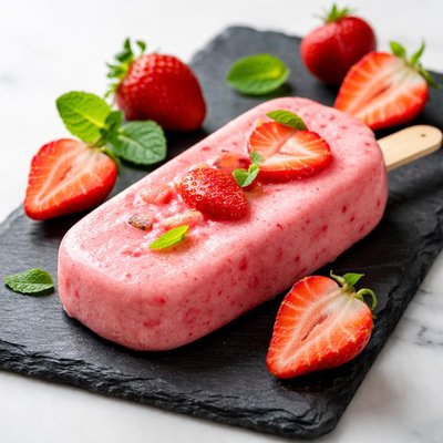 Strawberry fruit ice cream bar