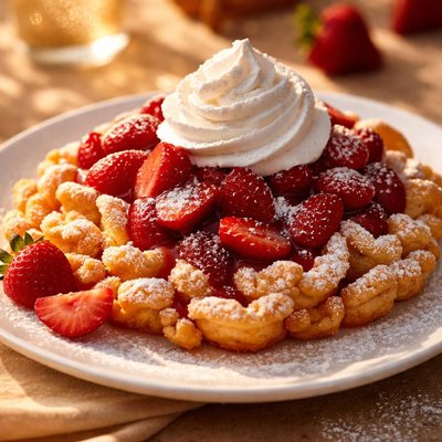 Strawberry funnel cake
