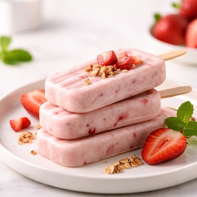 Strawberry kefir popsicle
