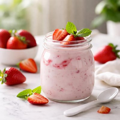 草莓无乳糖酸奶