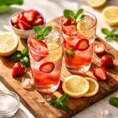 Strawberry lemon soda