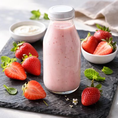 Strawberry liquid yogurt