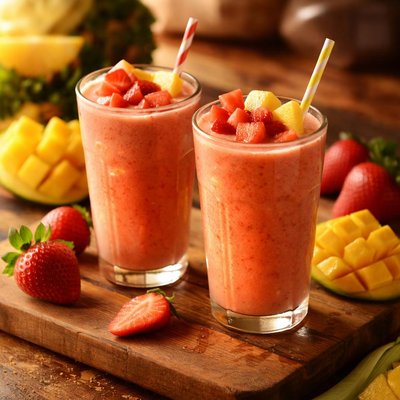 Strawberry mango pineapple smoothie