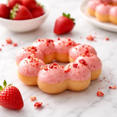 Strawberry mochi donut