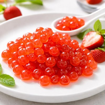 Strawberry popping boba