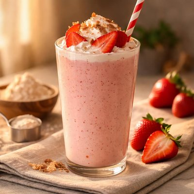Strawberry protein milkshake