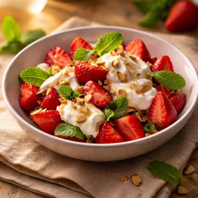 Strawberry salad with cream