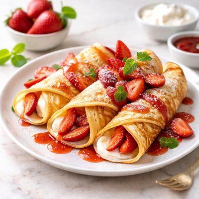 Strawberry vanilla crepes