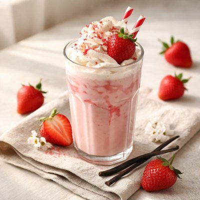Milkshake à la fraise et à la vanille