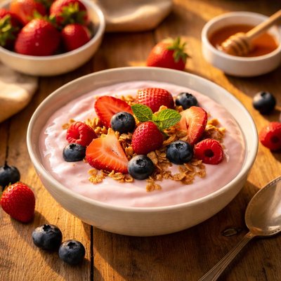 Strawberry yogurt with fruit