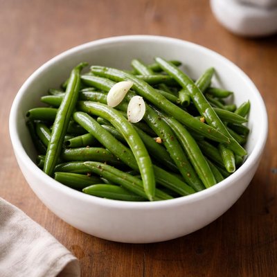 Judías verdes con aceite de oliva una taza