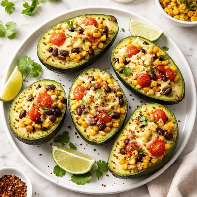 Stuffed avocado with corn and cheese