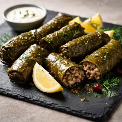 Stuffed grape leaves with meat