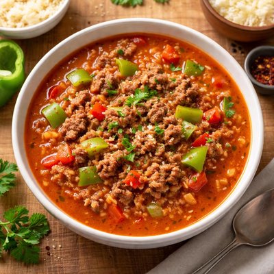 Stuffed green pepper soup