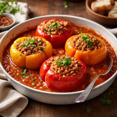 Stuffed peppers in tomato sauce