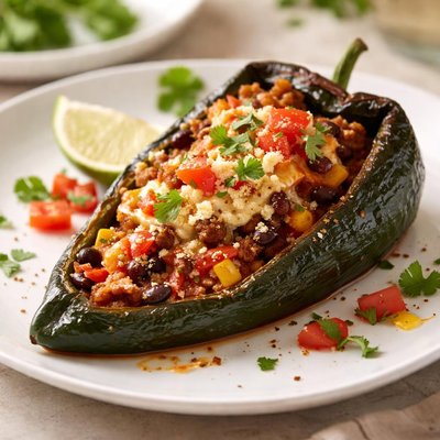 Stuffed poblano pepper
