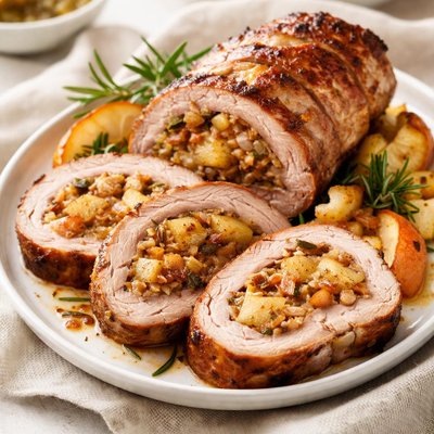 Stuffed pork tenderloin stuffed with apples