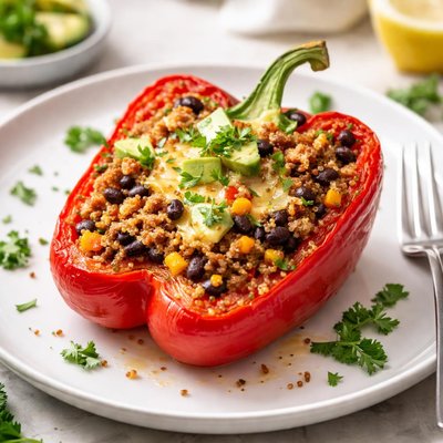 Stuffed red bell pepper
