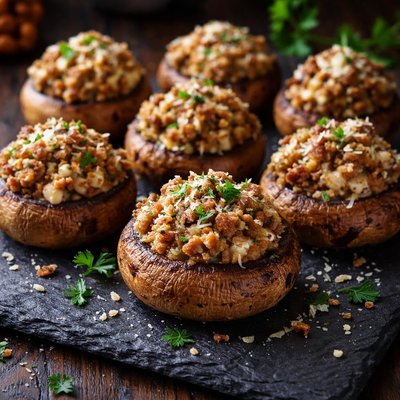 Stuffed sausage mushrooms