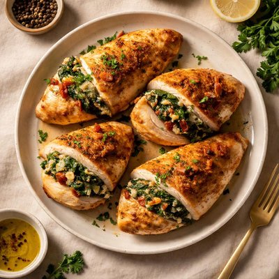 Stuffed spinach chicken