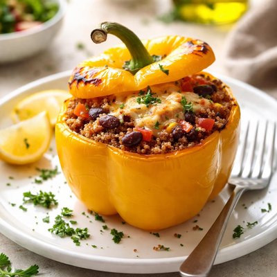 Stuffed yellow bell pepper