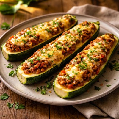 Stuffed zucchini with cheese