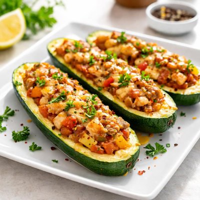 Stuffed zucchini with chicken