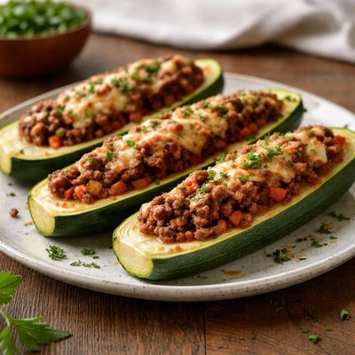Stuffed zucchini with ground beef
