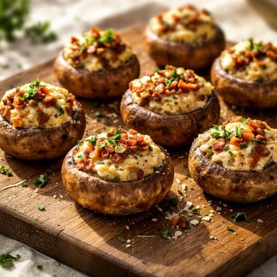 Stuufed button mushroom