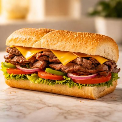 Subway beef and cheese sandwich
