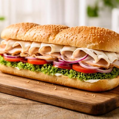 Subway footlong oven roasted turkey with provolone cheese and mayonaise