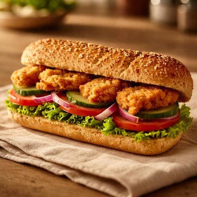 Subway honey oats breaded chicken with vegetables