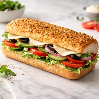 地铁意式香草起司素食三明治搭配普罗旺斯和美乃滋