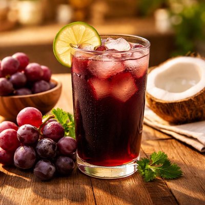 Suco de uva com agua de coco