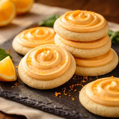 Sugar cookies with orange frosting