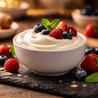 Iogurte grego sem açúcar.