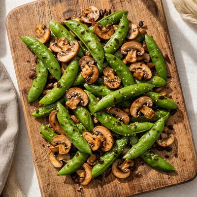 Sugar snap peas with mushrooms